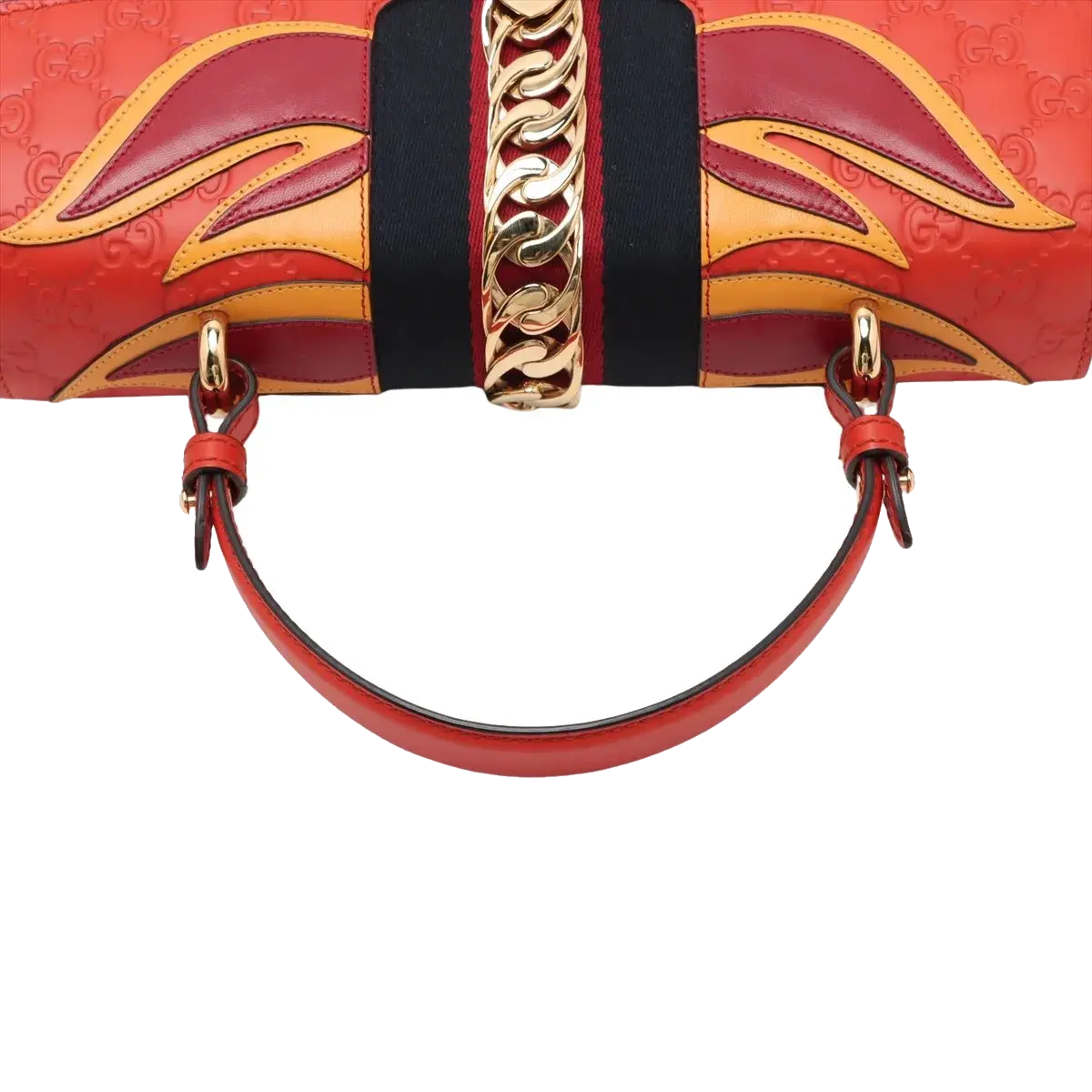 Pre-Loved Sylvie Handbag Monogram Leather Medium with Gold Hardware, Red