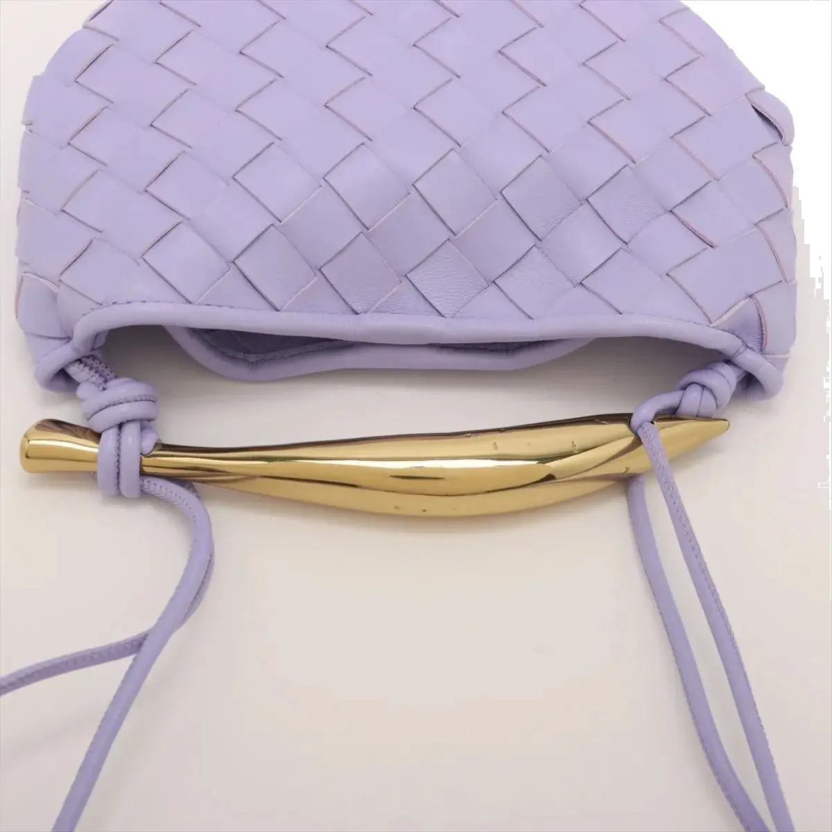 Pre-Loved Sardine Crossbody Bag Intrecciato Leather Mini with Gold Hardware, Lilac
