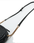 Pre-Loved GG Marmont Matelassé Camera Bag Crossbody Bag Quilted Leather Small with Aged Gold Hardware, Black