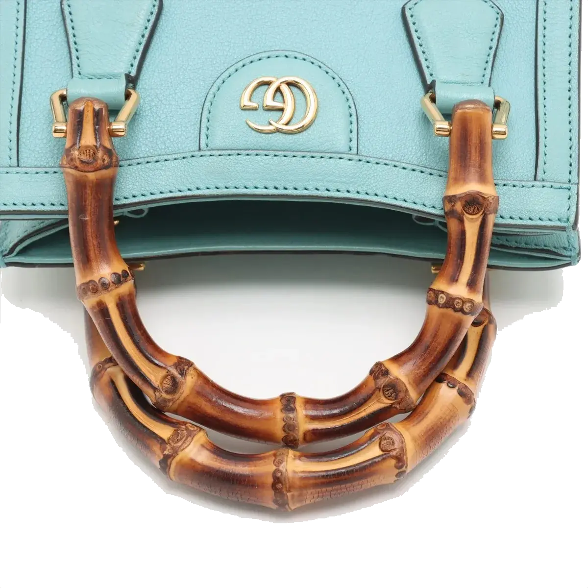 Pre-Loved Diana Bamboo Tote Leather Mini with Gold Hardware, Light Blue