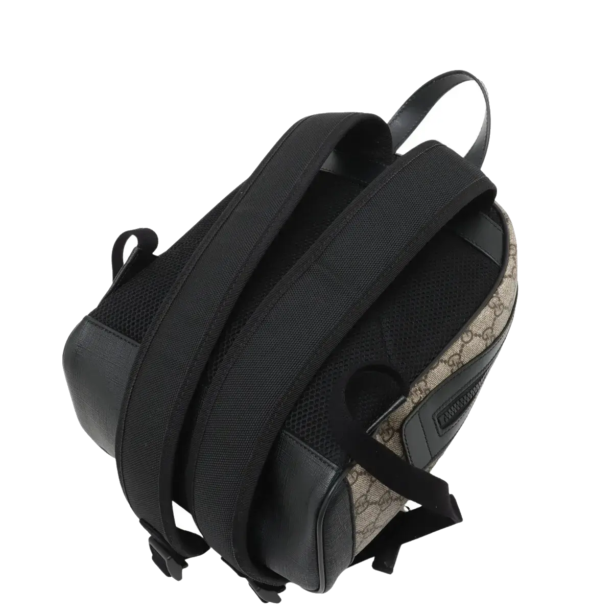 Pre-Loved GG Supreme Backpack GG Supreme Coated Canvas Small with Silver Hardware, Beige/Ebony