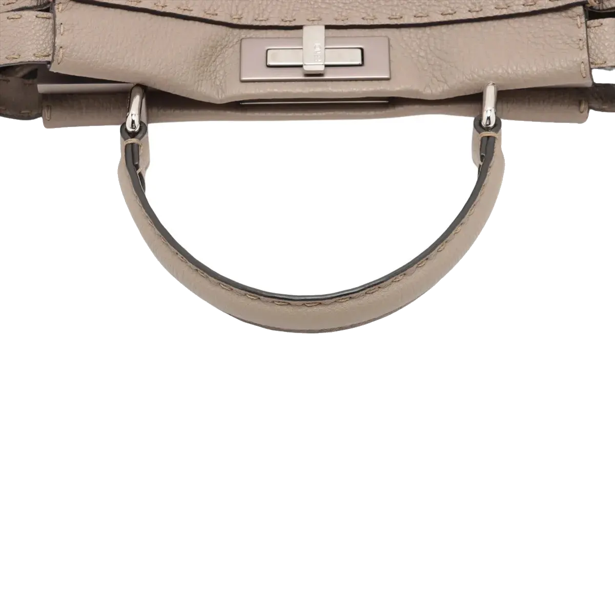 Pre-Loved Peekaboo Handbag Leather Regular with Silver Hardware, Taupe