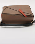 Pre-Loved Puzzle Handbag Leather Small with Gold Hardware, Taupe/Orange/Black