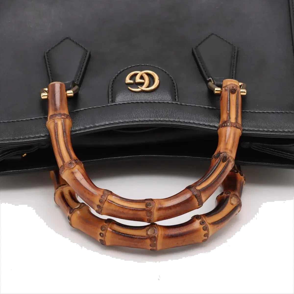 Pre-Loved Diana Bamboo Tote Leather Small with Gold Hardware, Black