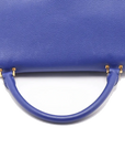 Pre-Loved Trapeze Handbag Leather Medium with Gold Hardware, Blue