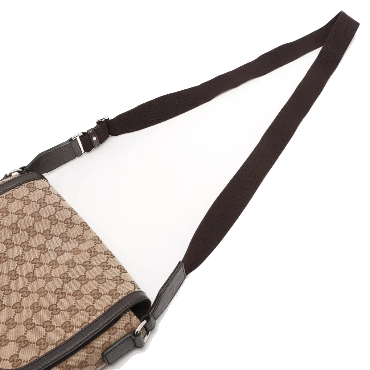 Pre-Loved GG Messenger Crossbody Bag Monogram Coated Canvas with Silver Hardware, Beige/Ebony