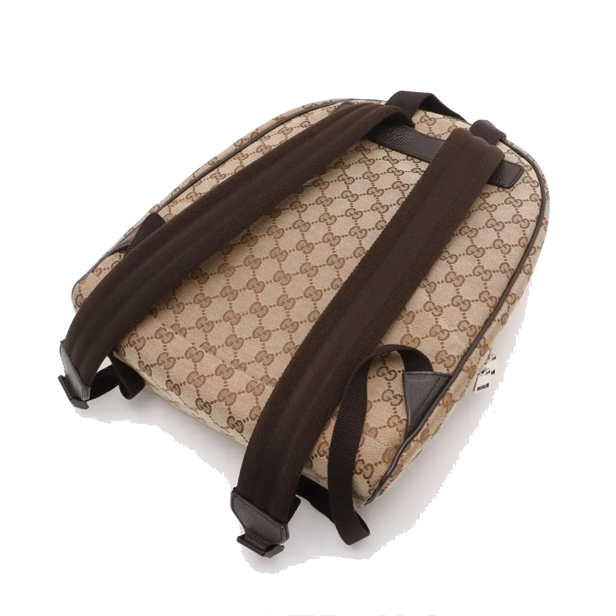 Pre-Loved GG Backpack Monogram Coated Canvas with Silver Hardware, Beige/Brown
