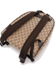 Pre-Loved GG Backpack Monogram Coated Canvas with Silver Hardware, Beige/Brown