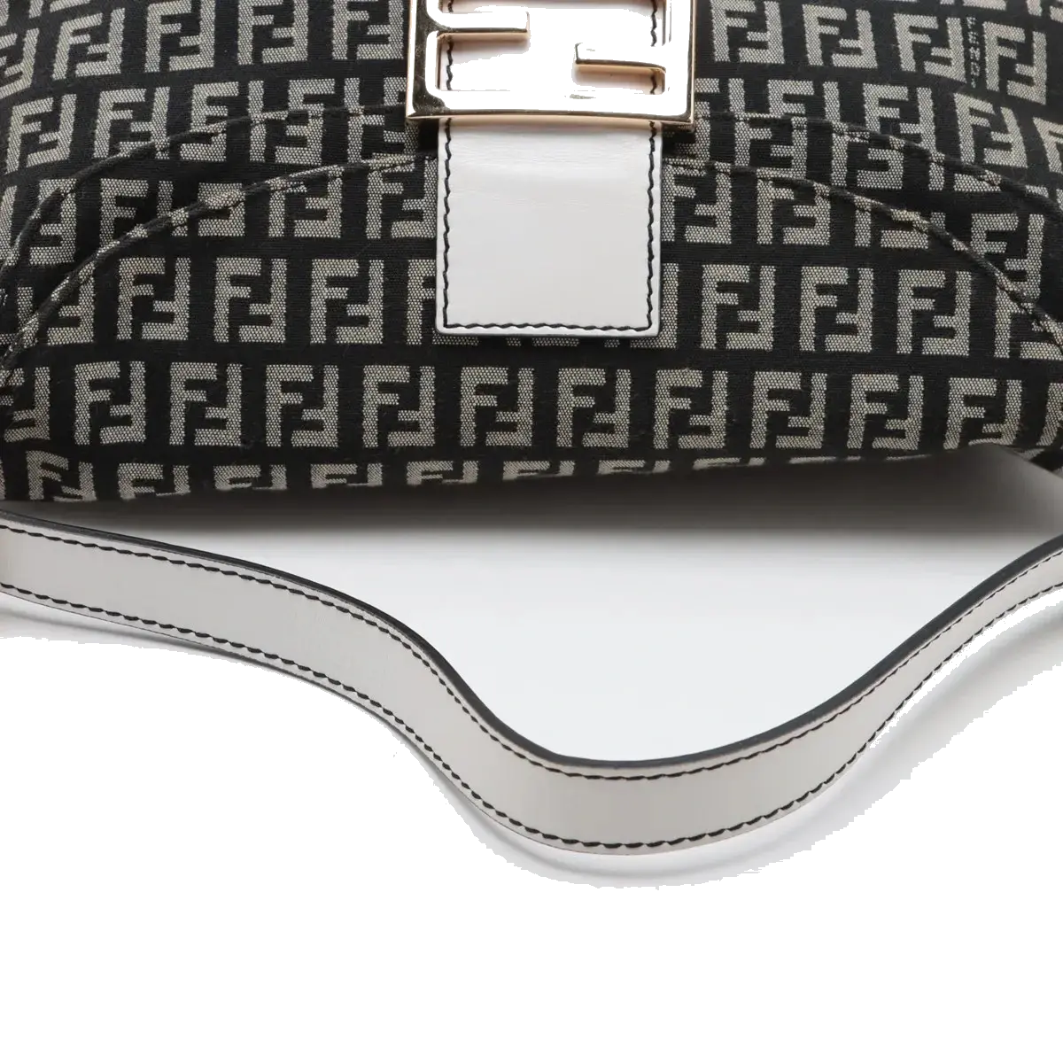 Pre-Loved Mamma Baguette Shoulder Bag Zucchino Coated Canvas with Gold Hardware, Black and Grey