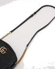 Pre-Loved GG Marmont Matelassé Camera Bag Crossbody Bag Quilted Leather Small with Aged Gold Hardware, Black