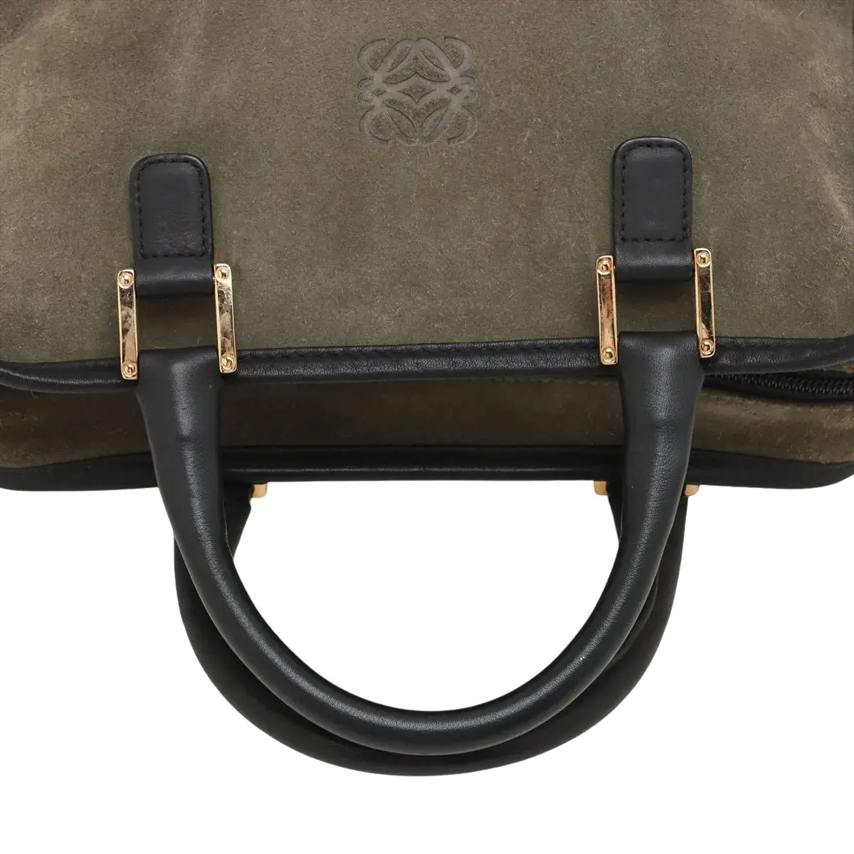 Pre-Loved Amazona Handbag Suede 28 with Gold Hardware, Olive Green
