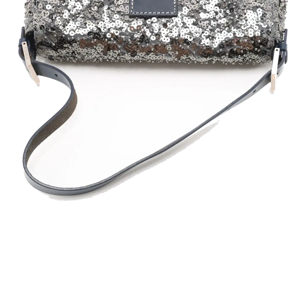 Pre-Loved Mamma Baguette Shoulder Bag Sequined with Silver Hardware, Silver