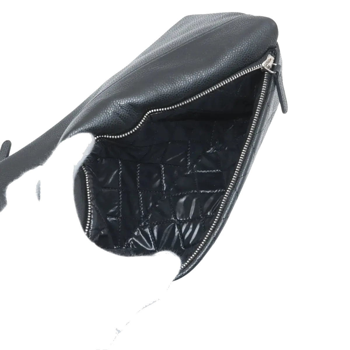 Pre-Loved Quilted Fold-Over Clutch Clutch Quilted Leather with Silver Hardware, Black