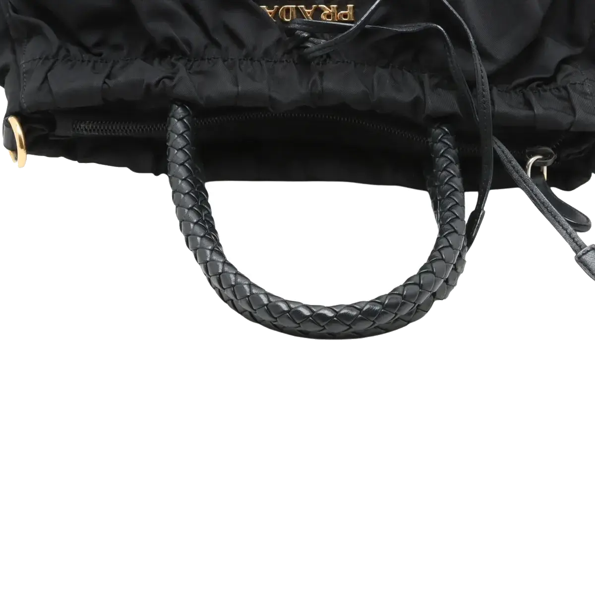 Pre-Loved Gaufre Tote Handbag Nylon with Gold Hardware, Black