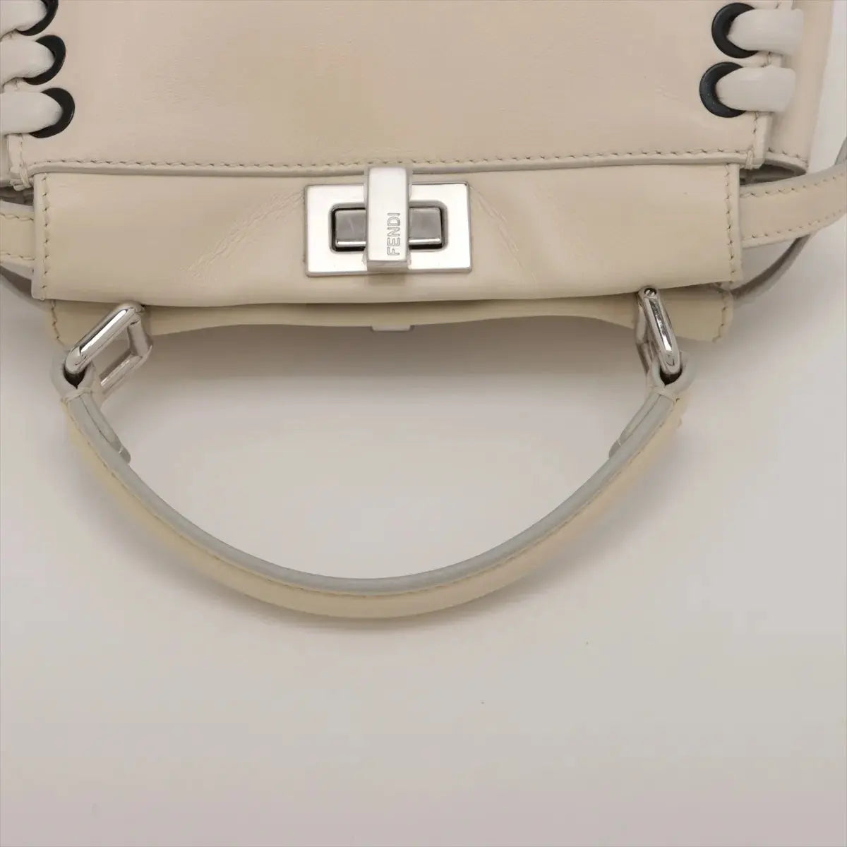 Pre-Loved Peekaboo Handbag Leather Mini with Silver Hardware, Ivory