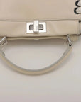 Pre-Loved Peekaboo Handbag Leather Mini with Silver Hardware, Ivory