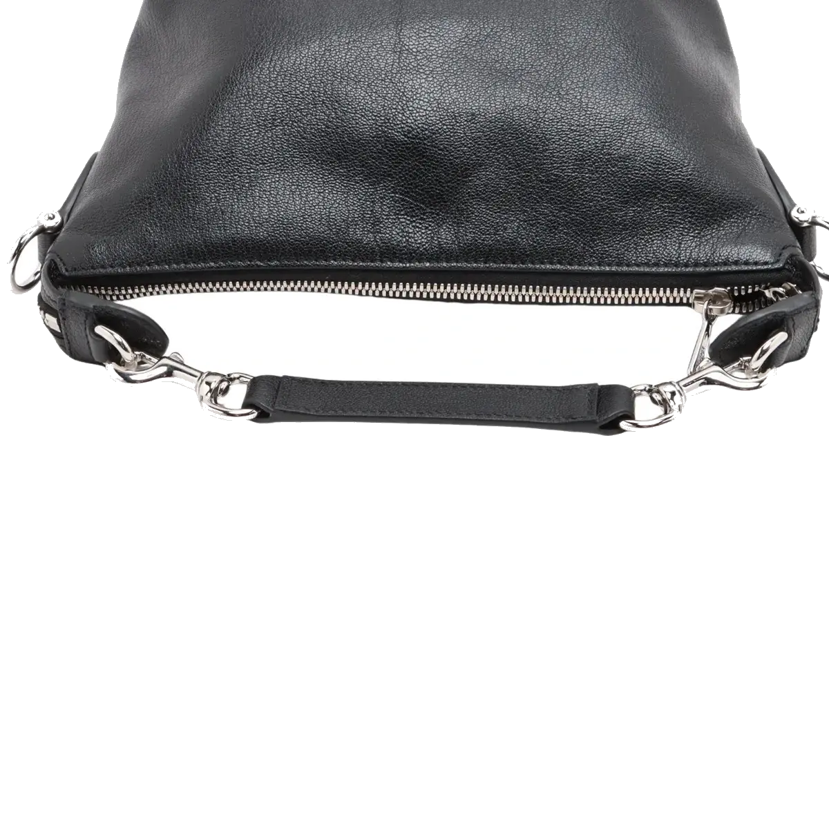 Pre-Loved Shoulder Bag Black Leather with Silver Hardware, Black