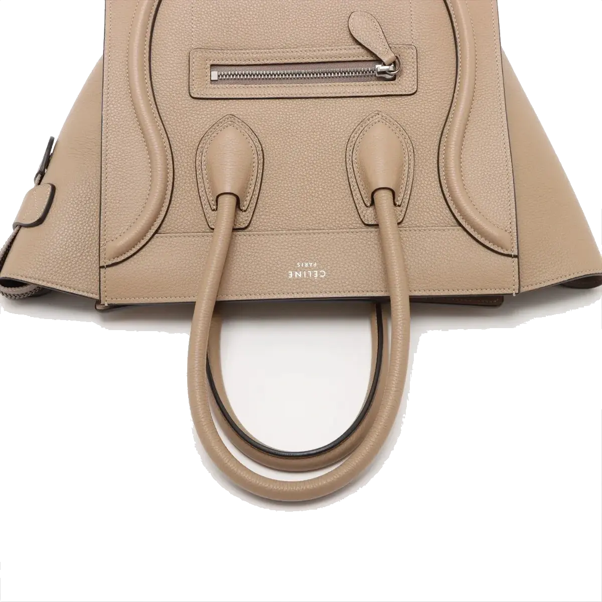 Pre-Loved Luggage Tote Leather Micro with Silver Hardware, Beige