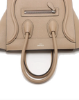 Pre-Loved Luggage Tote Leather Micro with Silver Hardware, Beige