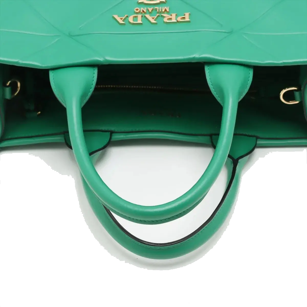 Pre-Loved Symbole Tote Triangle Leather Small with Gold Hardware, Green