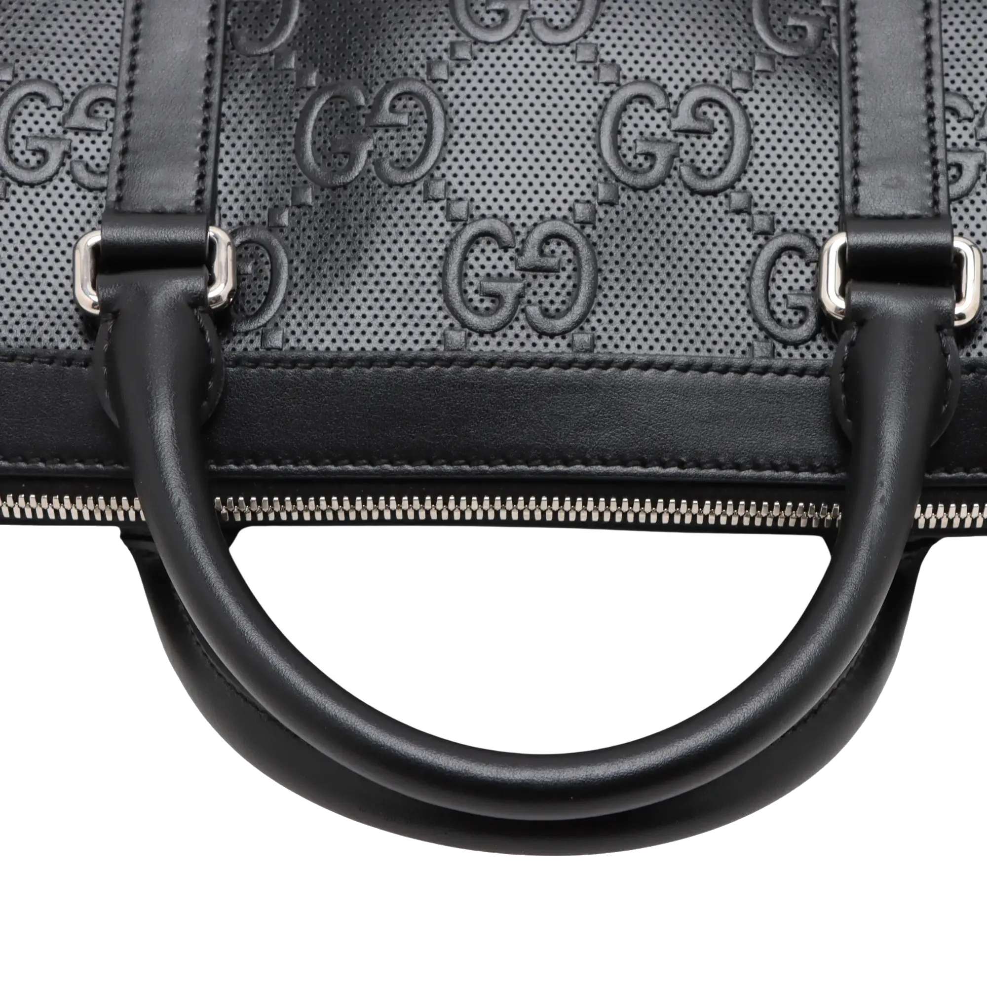 Pre-Loved GG Embossed Briefcase Leather with Silver Hardware, Black