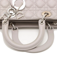 Pre-Loved Lady Dior Handbag Cannage Leather Large with Silver Hardware, Grey