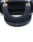 Pre-Loved Lady Dior Handbag Denim Mini with Gold Hardware, Blue