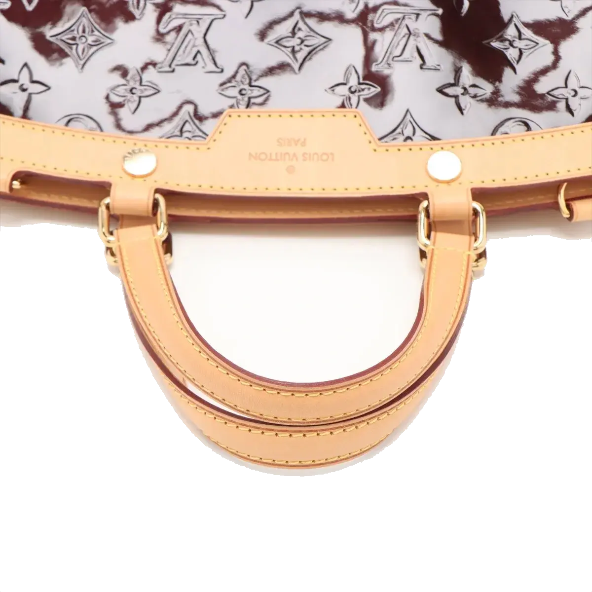 Pre-Loved Brea Handbag Monogram Patent Leather MM with Gold Hardware, Amarante