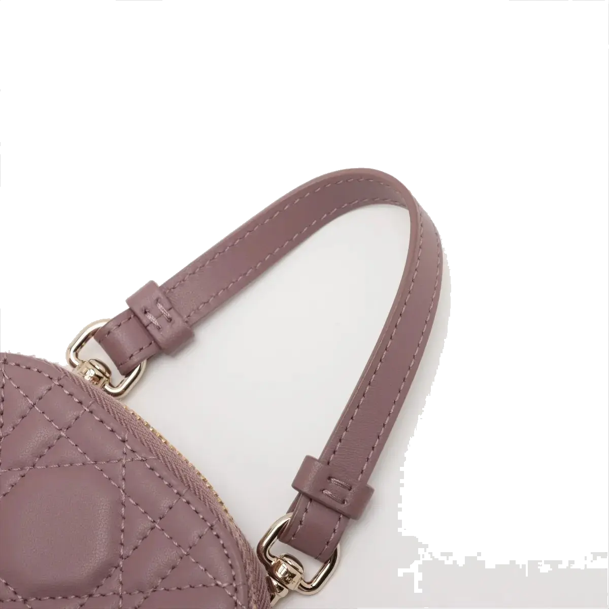 Pre-Loved Lady Dior Phone Holder Phone Holder Crossbody Bag Cannage Leather Small with Gold Hardware, Mauve Pink