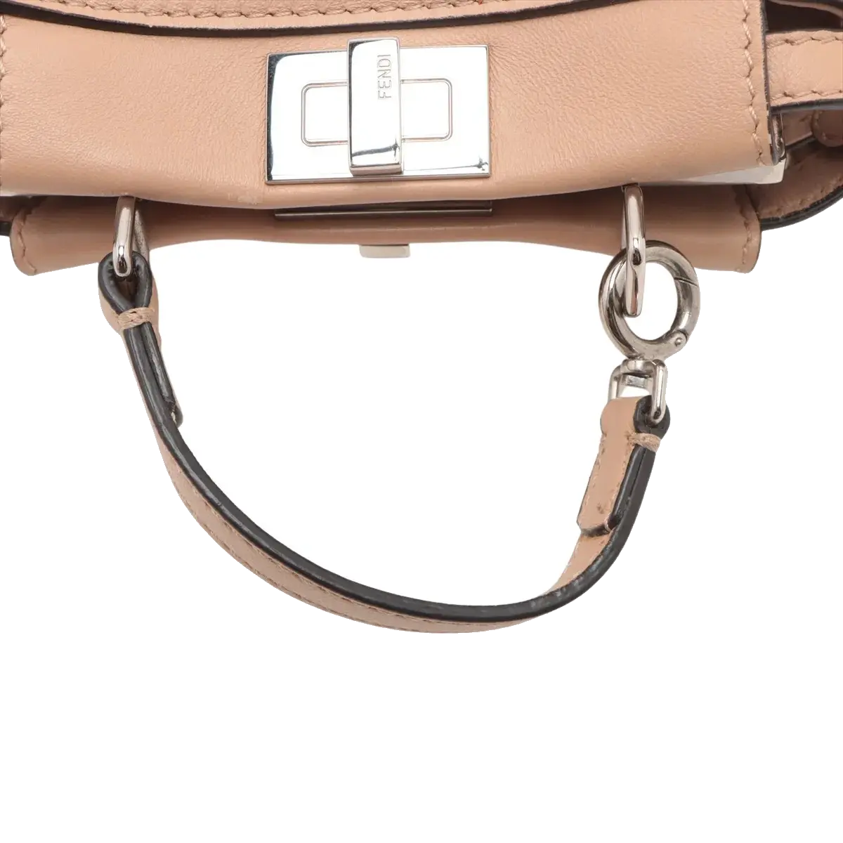 Pre-Loved Peekaboo Handbag Leather Micro with Silver Hardware, Beige