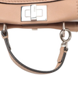 Pre-Loved Peekaboo Handbag Leather Micro with Silver Hardware, Beige