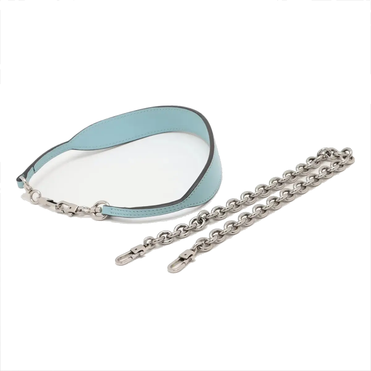 Pre-Loved Horsebit Chain Shoulder Bag Quilted Leather Small with Silver Hardware, Light Blue