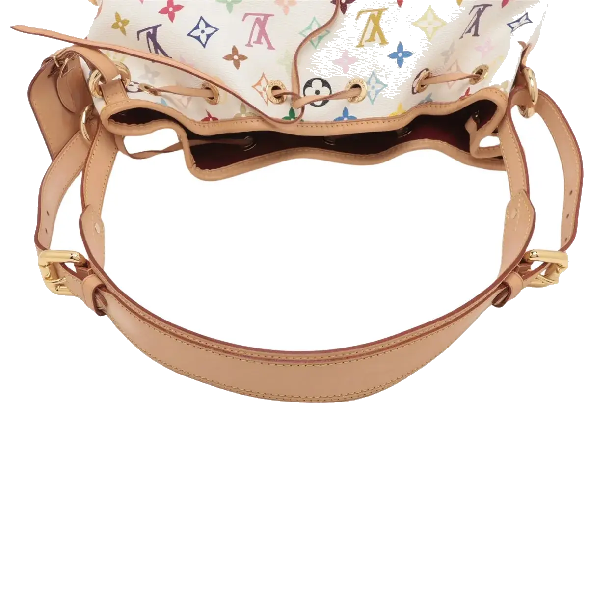 Pre-Loved Petit Noé Shoulder Bag Monogram Multicolore Coated Canvas Petit with Gold Hardware, White Multicolor