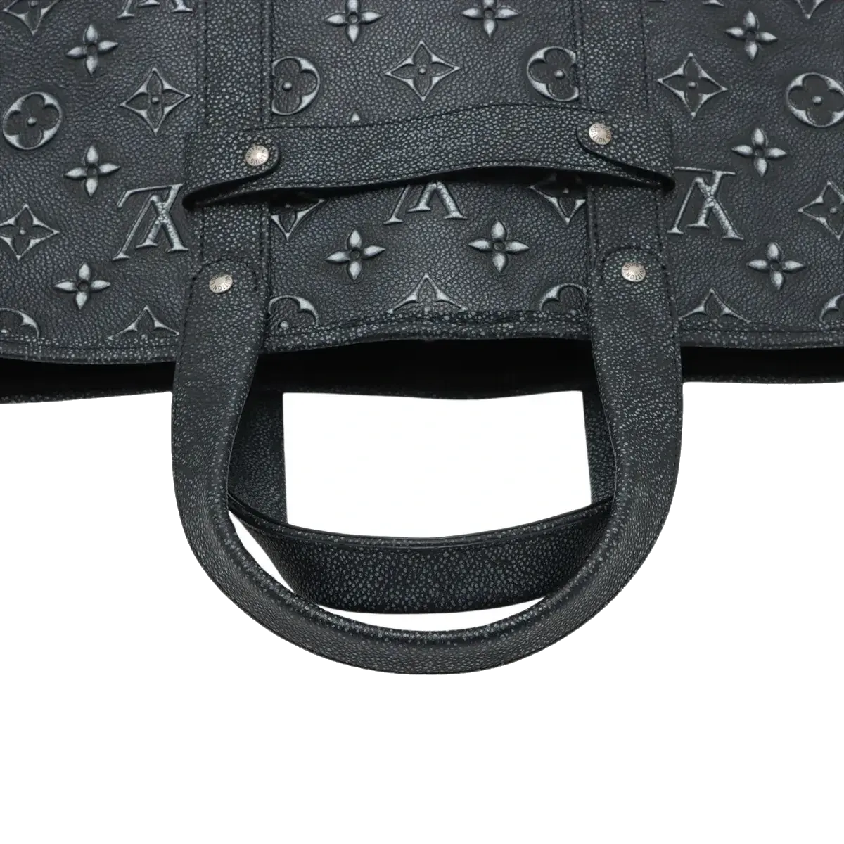 Pre-Loved Monogram Embossed Tote Tote Monogram Leather with Silver Hardware, Black