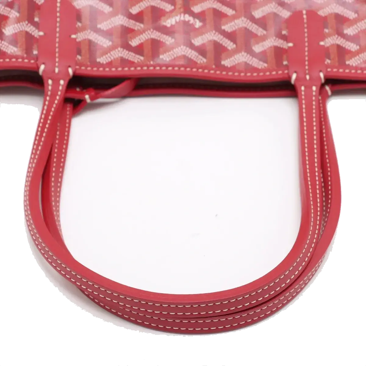 Pre-Loved Saint Louis Tote Goyardine Chevron Coated Canvas PM with Gold Hardware, Red