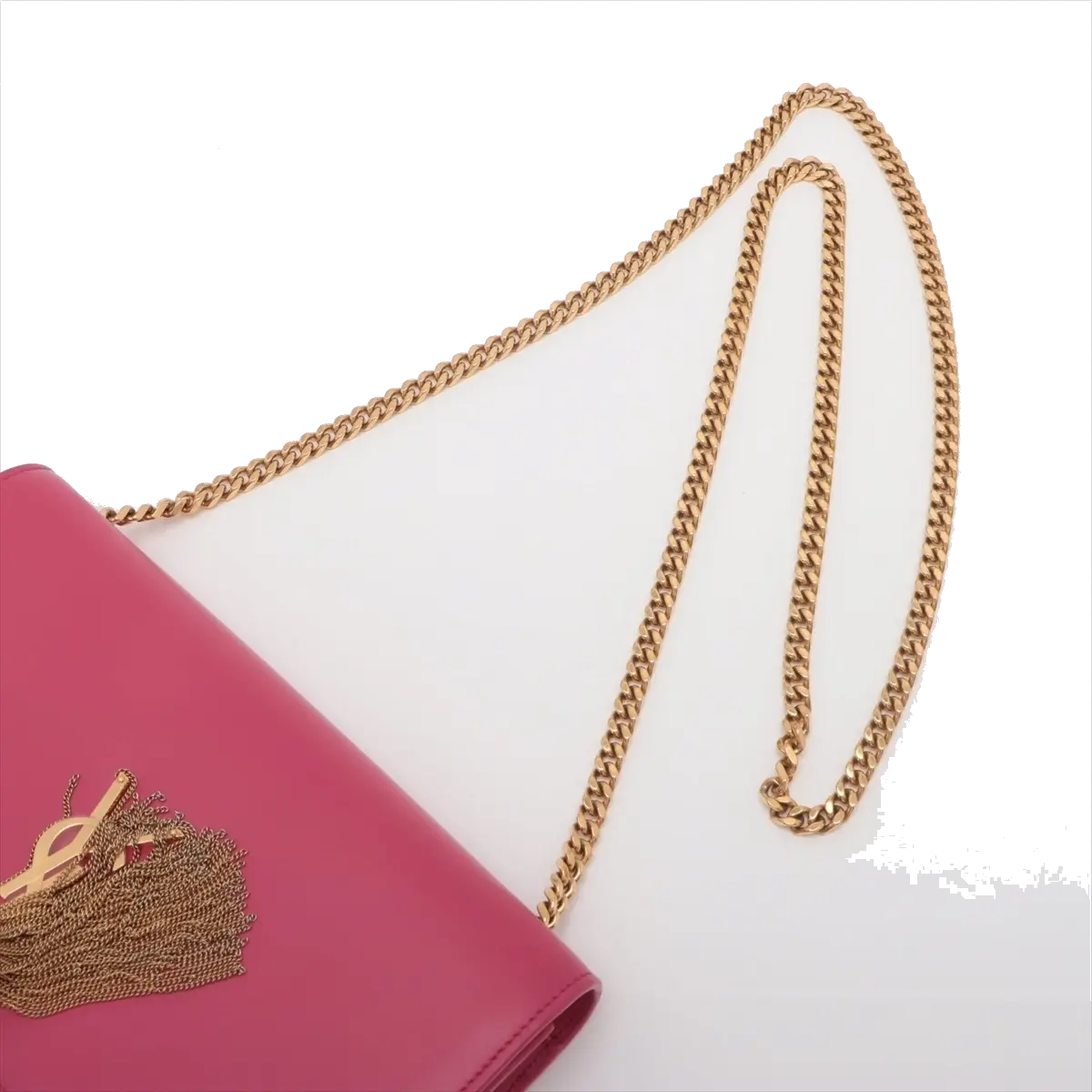 Pre-Loved Kate Tassel Shoulder Bag Leather Medium with Gold Hardware, Pink