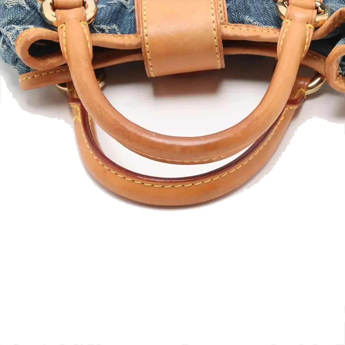 Pre-Loved Pleaty Handbag Monogram Denim Small with Gold Hardware, Blue