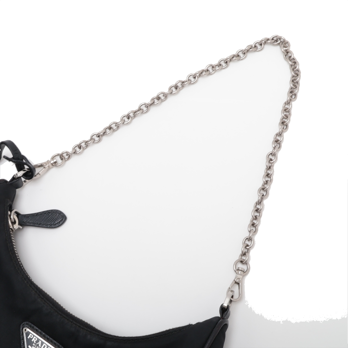 Pre-Loved Re-Edition 2005 Shoulder Bag Re-Nylon with Silver Hardware, Black