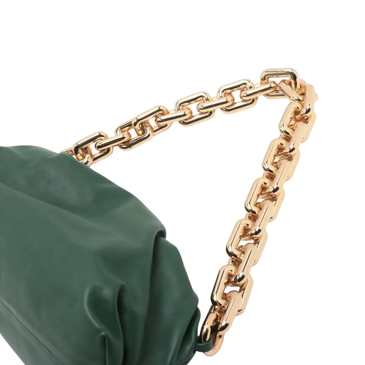 Pre-Loved The Chain Pouch Shoulder Bag Leather with Gold Hardware, Green