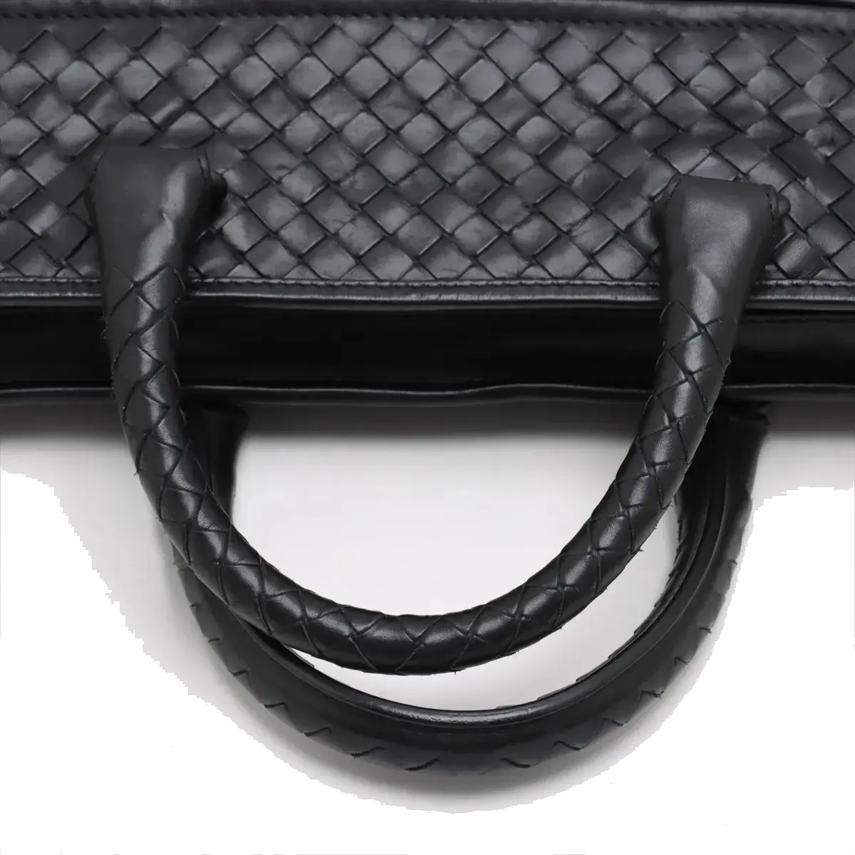 Pre-Loved Intrecciato Business Bag Briefcase Intrecciato Leather with Gunmetal Hardware, Black