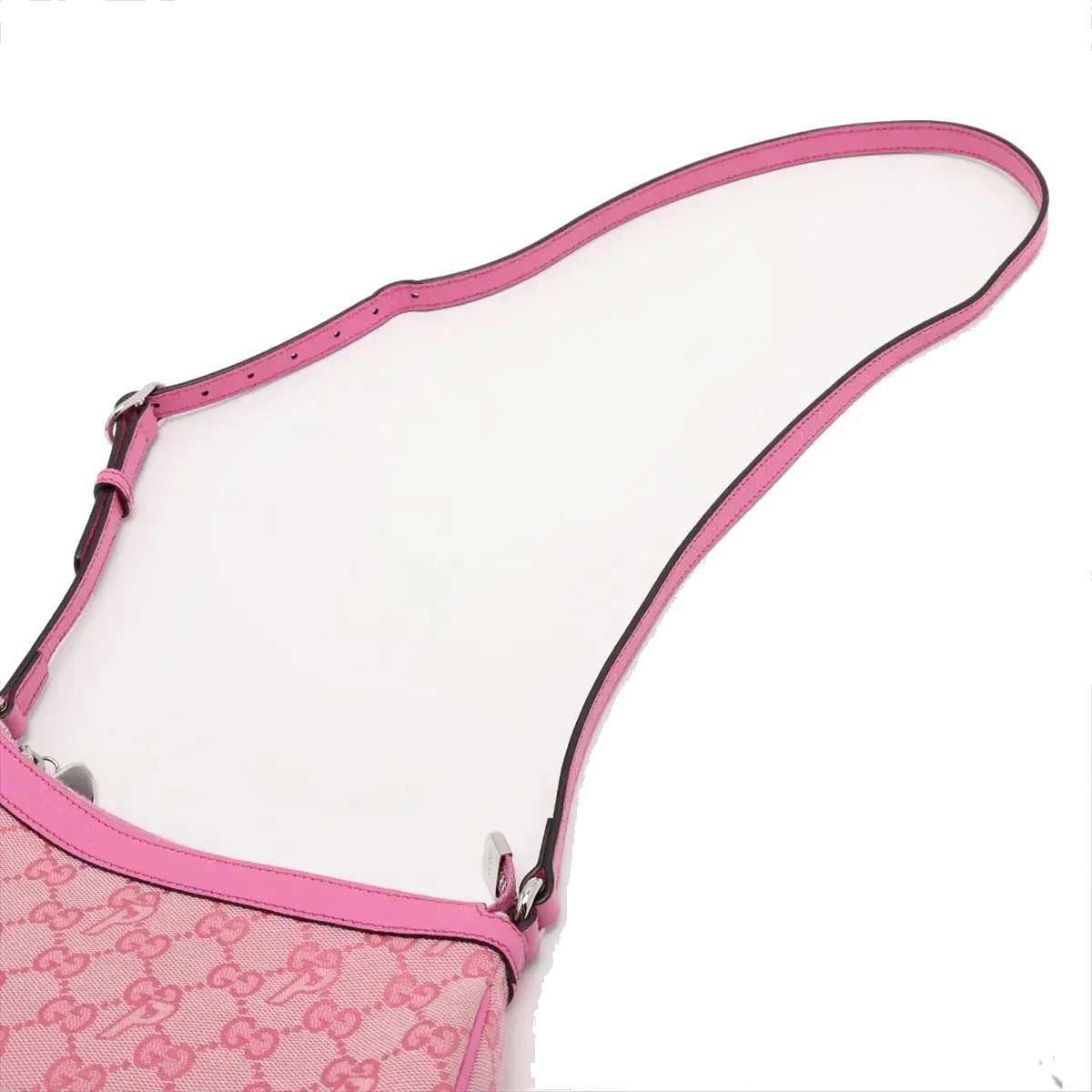 Pre-Loved GG-P Half-Moon Shoulder Bag Monogram Coated Canvas Small with Silver Hardware, Pink