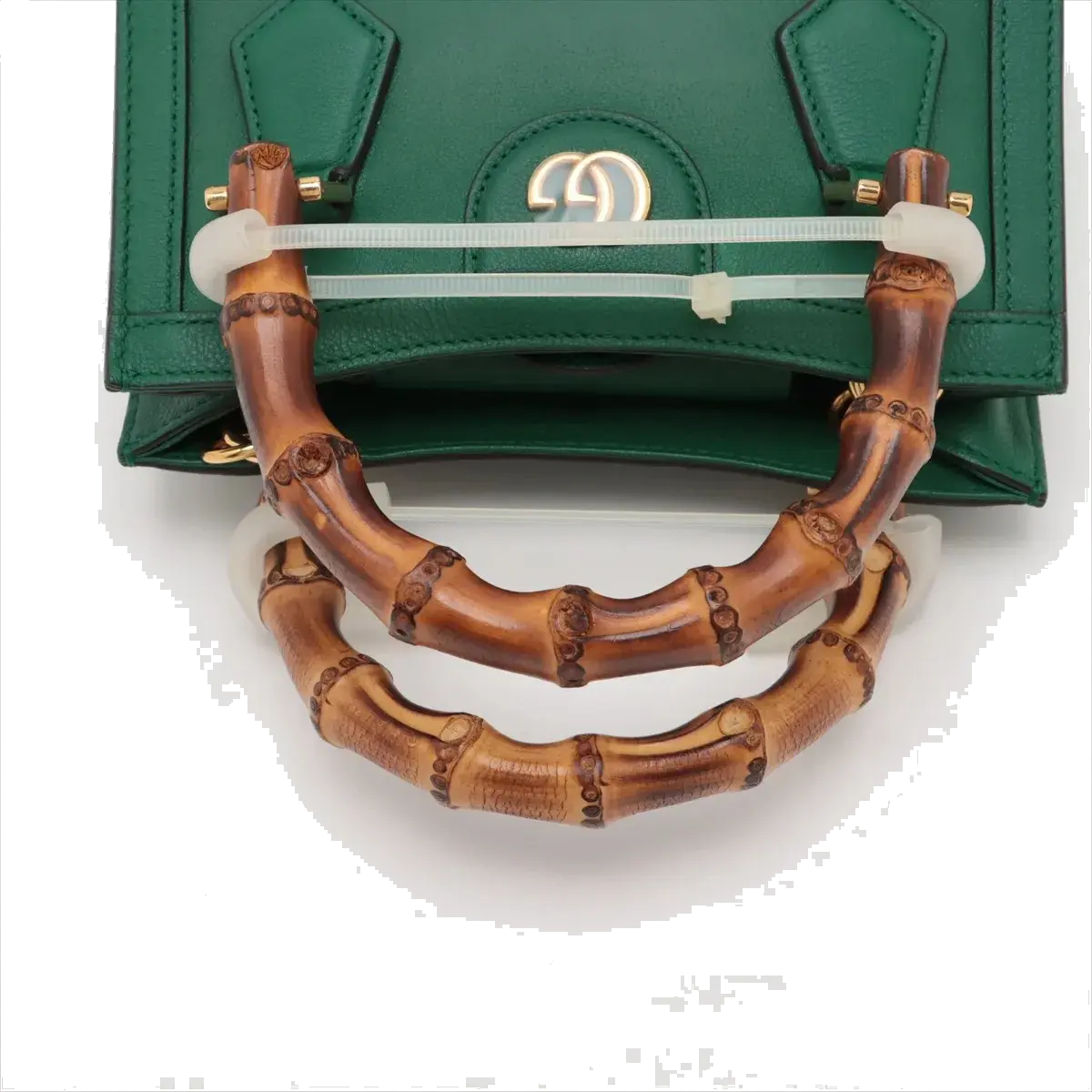 Pre-Loved Diana Bamboo Tote Leather Mini with Gold Hardware, Green