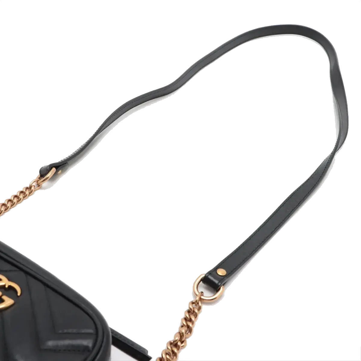 Pre-Loved GG Marmont Matelassé Crossbody Bag Quilted Leather Mini with Aged Gold Hardware, Black