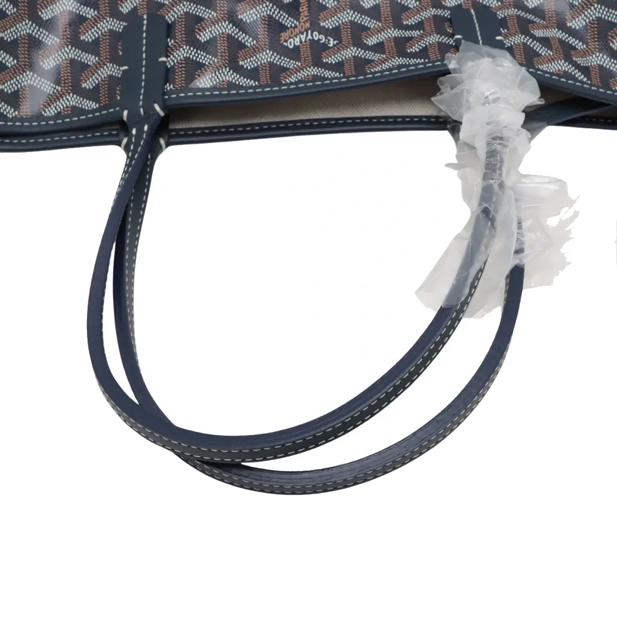 Pre-Loved Saint Louis Tote Goyardine Coated Canvas PM with Silver Hardware, Navy Blue