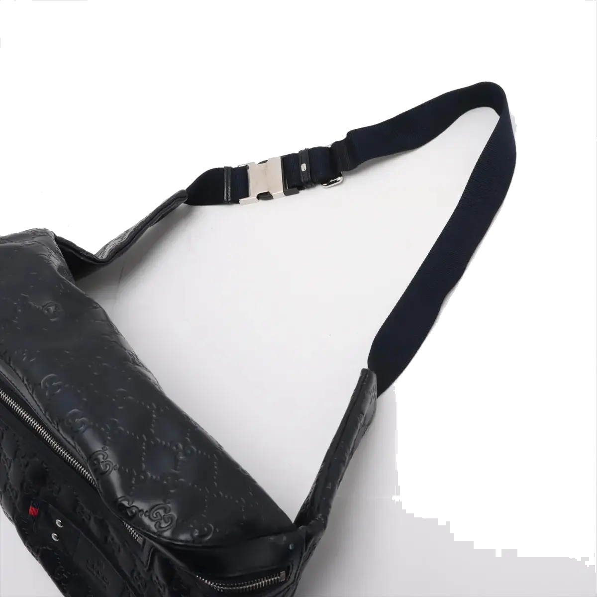 Pre-Loved Belt Bag Guccissima Leather with Silver Hardware, Navy