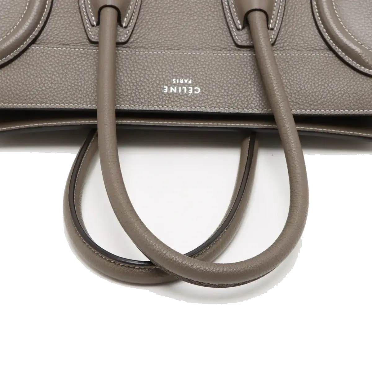 Pre-Loved Luggage Tote Leather Micro with Silver Hardware, Taupe