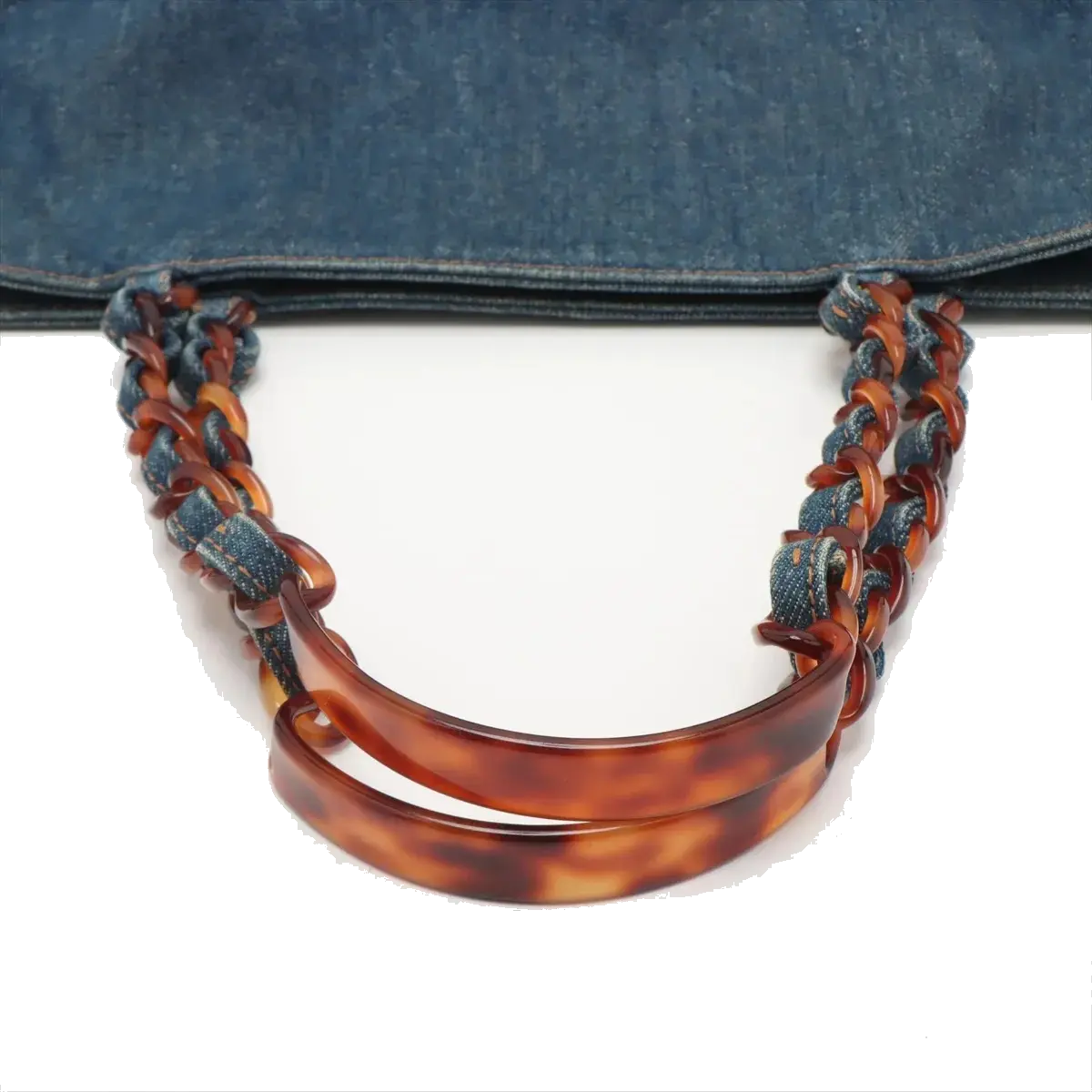 Pre-Loved CC Denim Tote Denim with Tortoise Shell Hardware, Blue