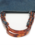 Pre-Loved CC Denim Tote Denim with Tortoise Shell Hardware, Blue