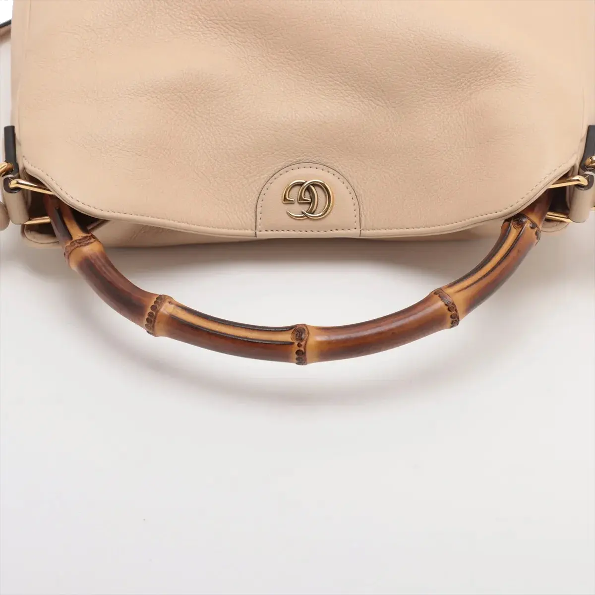 Pre-Loved Diana Bamboo Shoulder Bag Leather Medium with Gold Hardware, Beige
