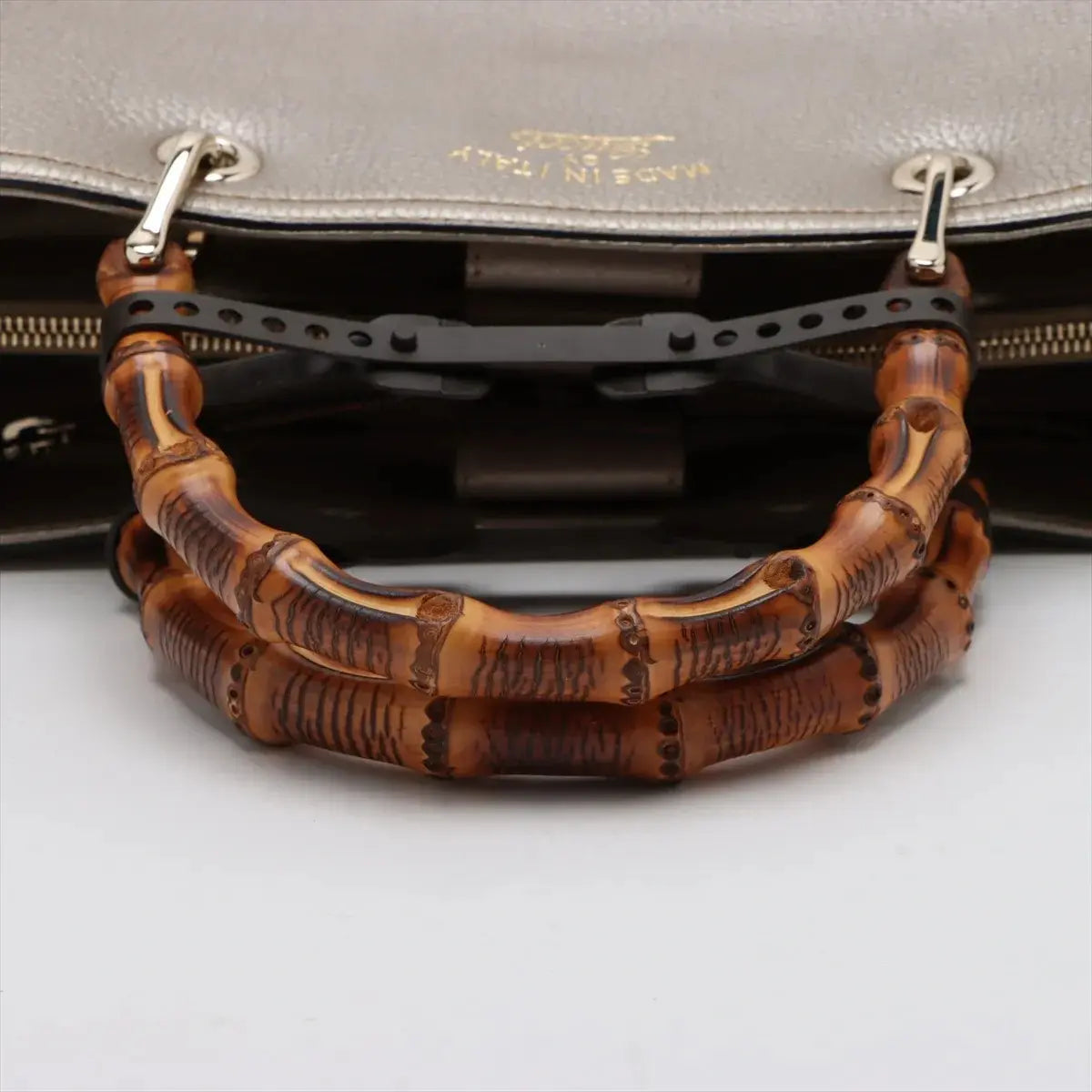 Pre-Loved Bamboo Shopper Tote Leather Medium with Gold Hardware, Champagne Gold